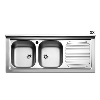 LAVELLO APPOGGIO INOX 2 VASC 120 GOC DX